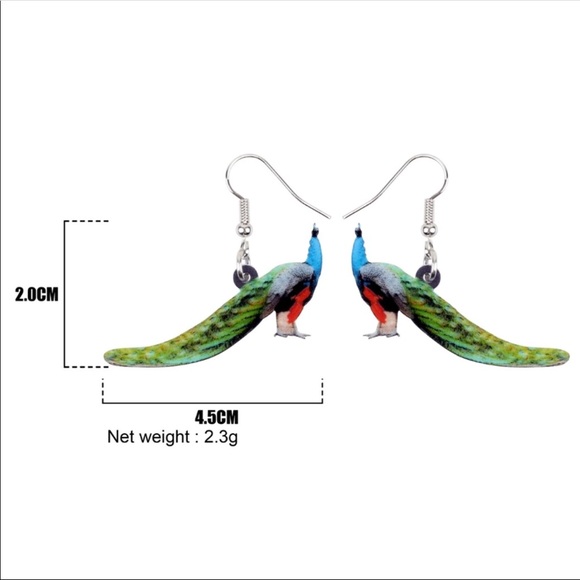 Peacock Acrylic Earrings - Picture 6 of 6